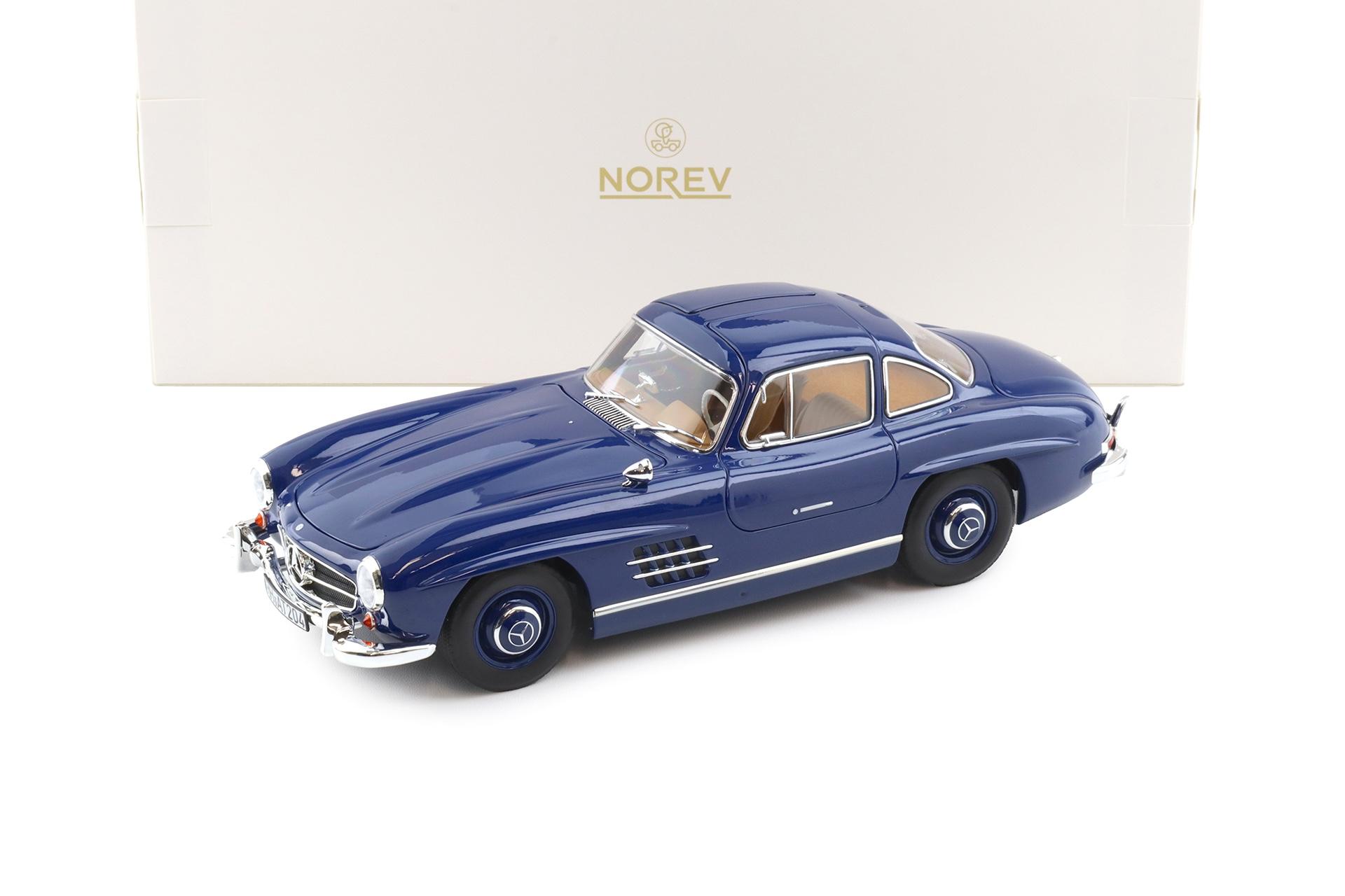 1:18 Norev Mercedes 300 SL Flügeltürer Gullwing 1954 blue/ brown interior 183852