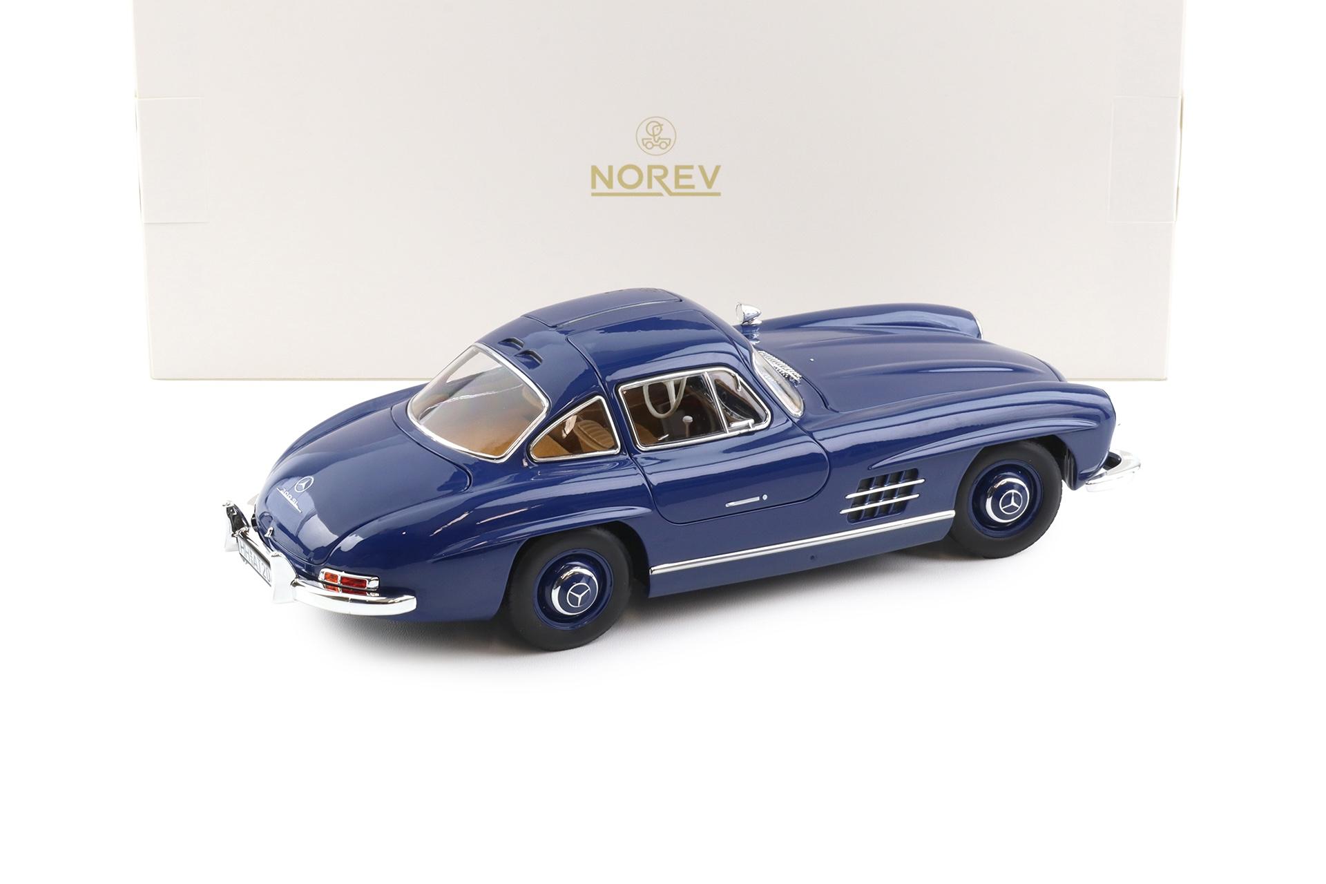1:18 Norev Mercedes 300 SL Flügeltürer Gullwing 1954 blue/ brown interior 183852