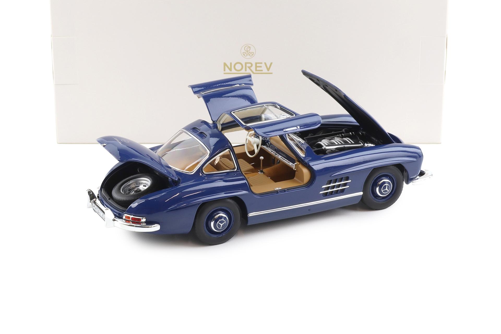 1:18 Norev Mercedes 300 SL Flügeltürer Gullwing 1954 blue/ brown interior 183852