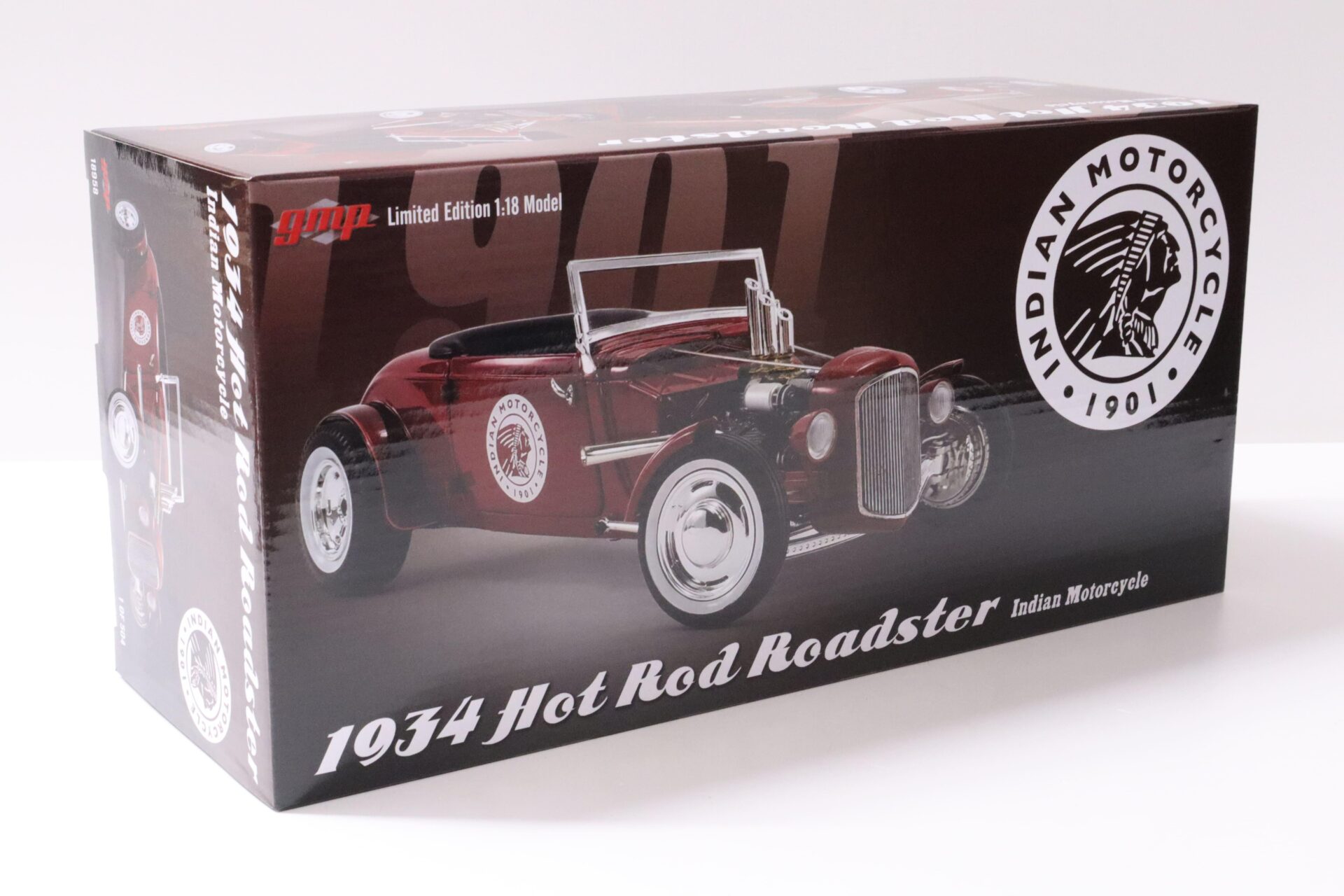1:18 GMP 1934 Hot Rod Roadster *INDIAN MOTORCYCLE* dark red