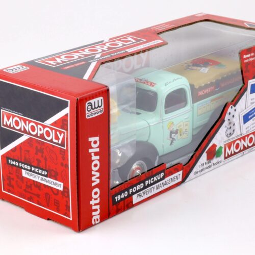 1:18 Auto World 1940 Ford Pickup Property Management Truck Monopoly + Figure
