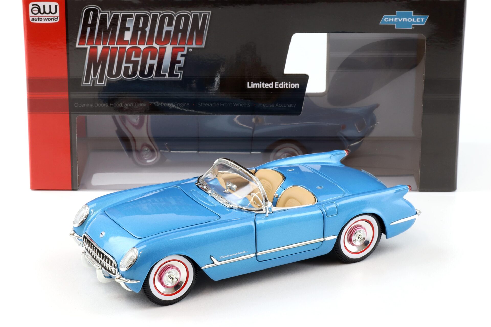 1:18 Auto World 1954 Chevrolet Corvette Convertible Pennant blue metallic