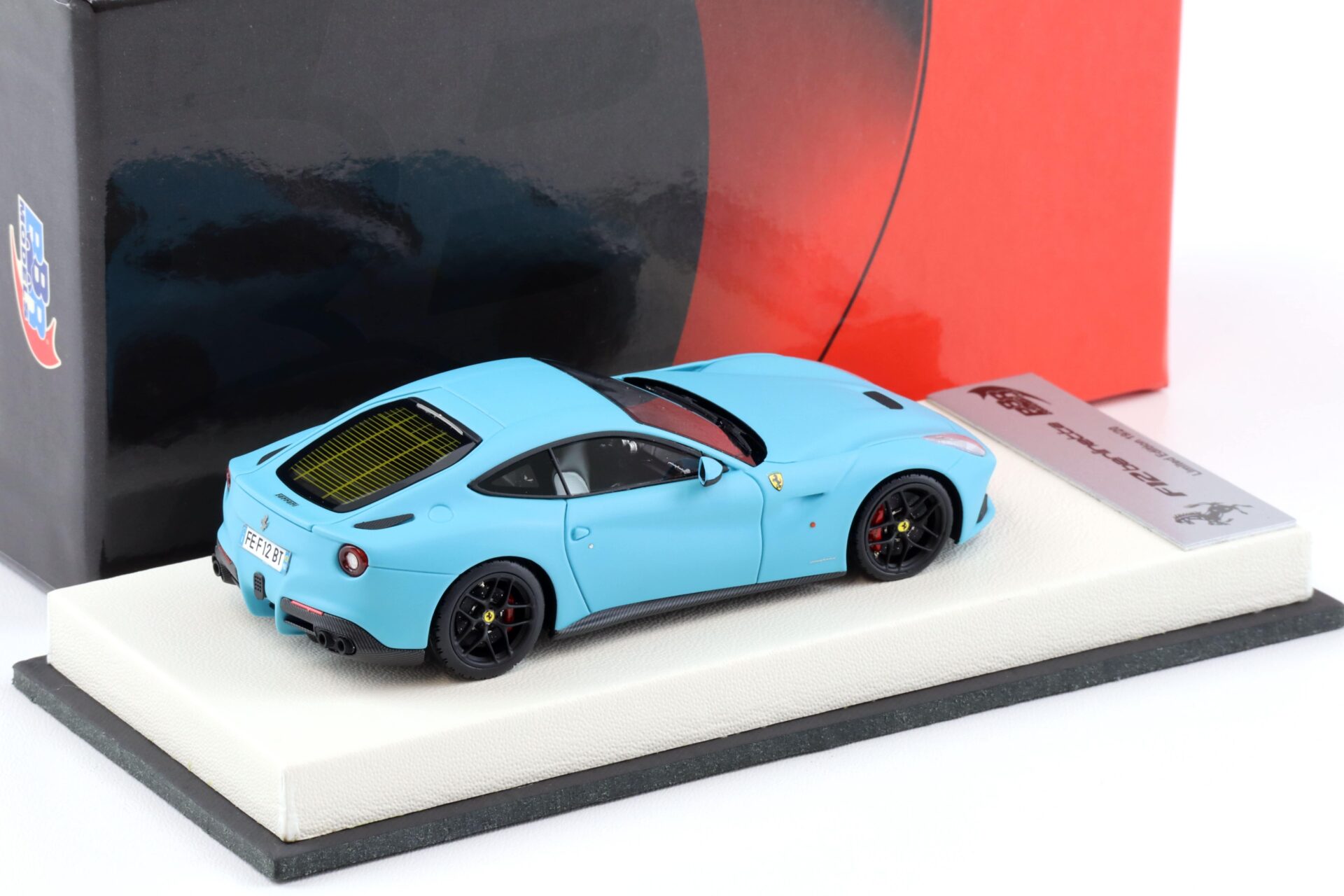 1:43 BBR Ferrari F12 Berlinetta Baby blue matt / white base - Limited 20 pcs.