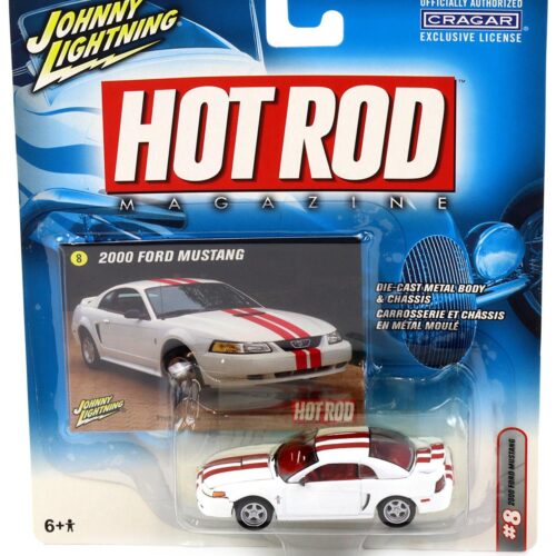 1:64 Johnny Lightning 2000 Ford Mustang white/ red Hot Rod