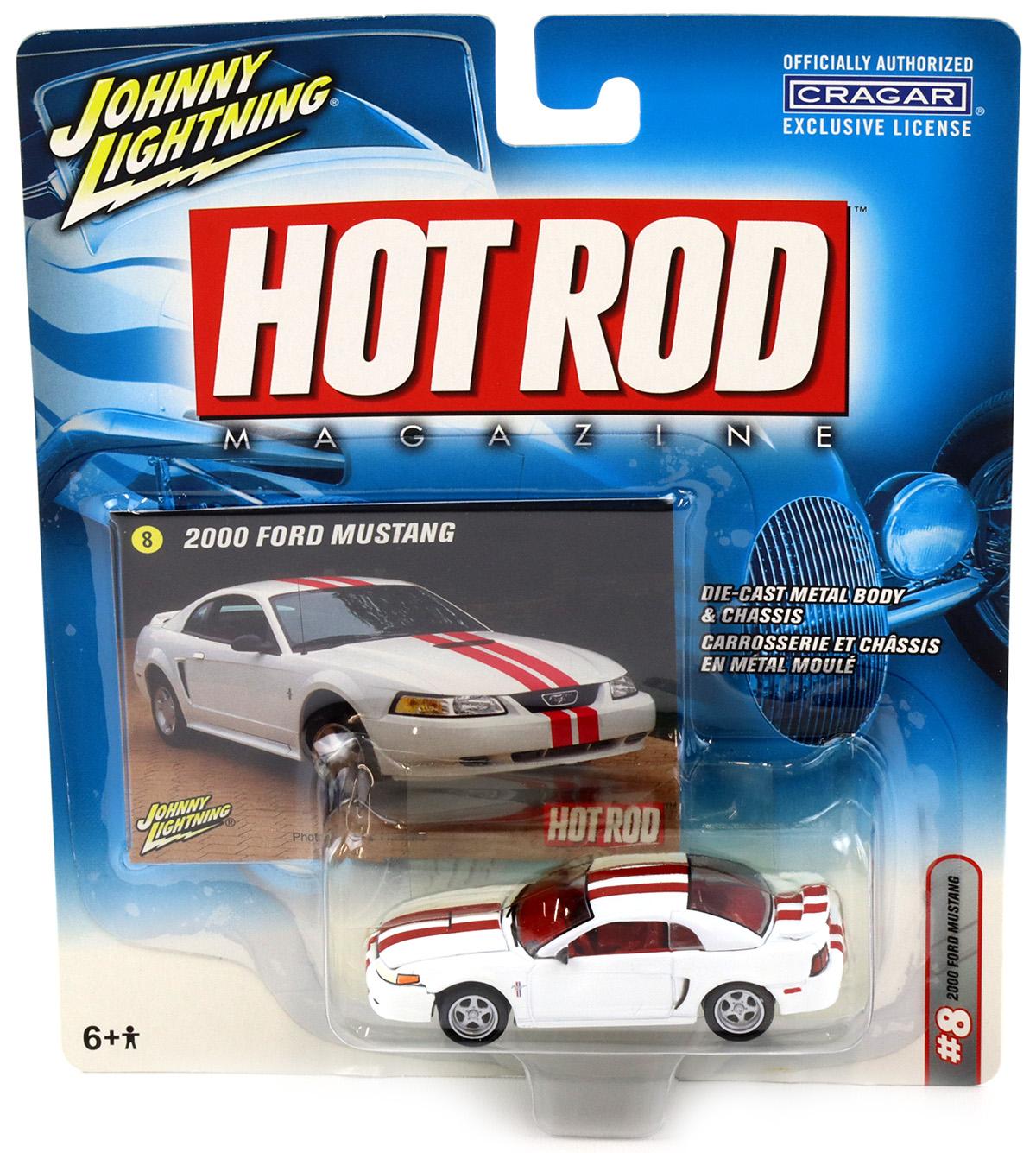 1:64 Johnny Lightning 2000 Ford Mustang white/ red Hot Rod