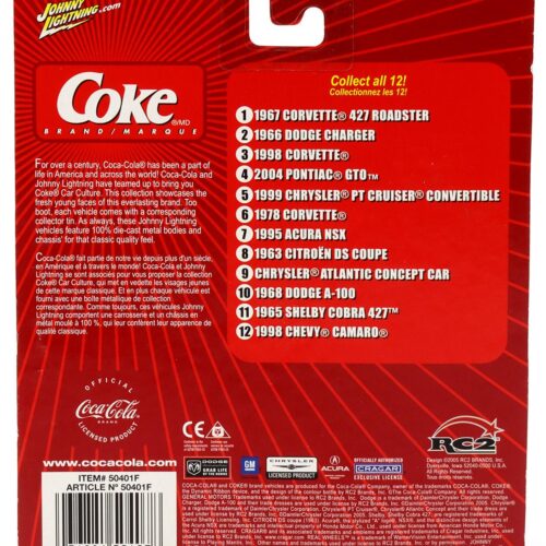 1:64 Johnny Lightning 1998 Corvette white Coca Cola Brand