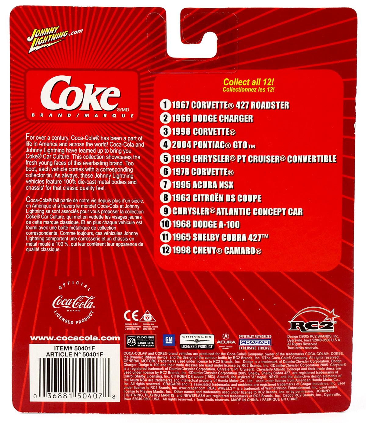 1:64 Johnny Lightning Chrysler Atlantic Concept Car black Coca Cola Brand