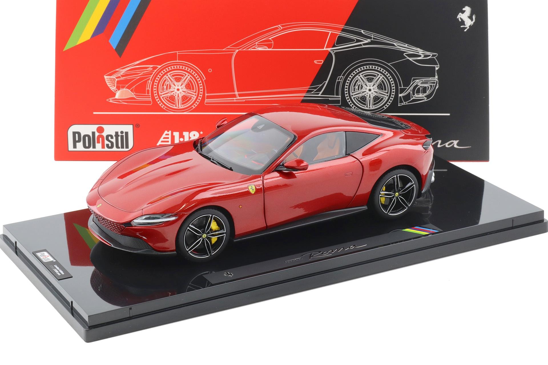 1:18 Polistil Ferrari Roma Coupe 2019 Rosso Magma red metallic with Showcase Limited