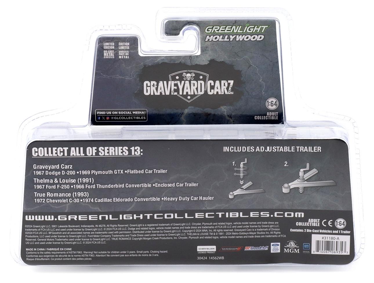 1:64 Greenlight Hollywood Hitch&Tow Graveyard Carz Dodge D-200 + Plymouth GTX