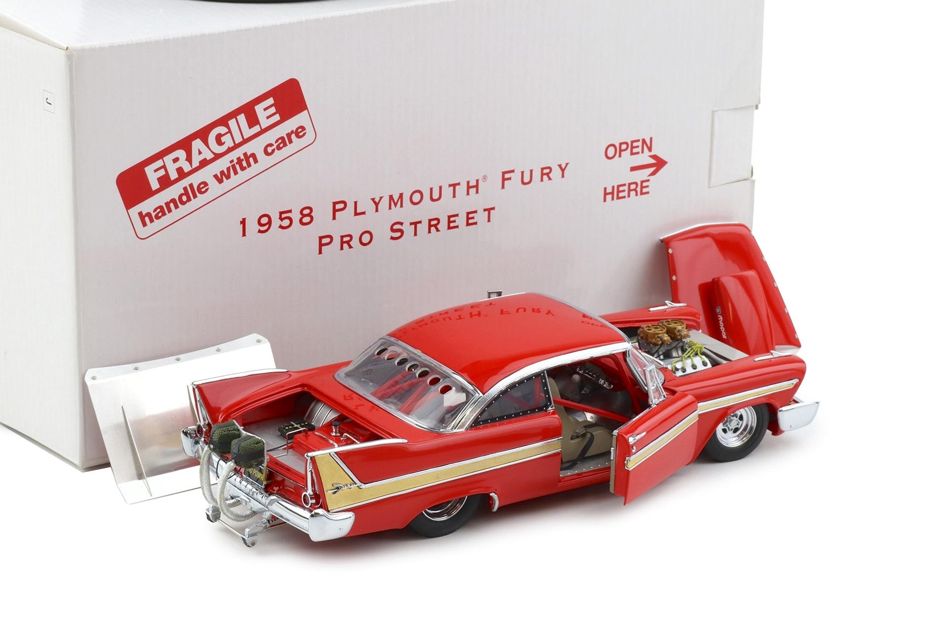 1:24 Danbury Mint 1958 Plymouth Fury Pro Street red with box