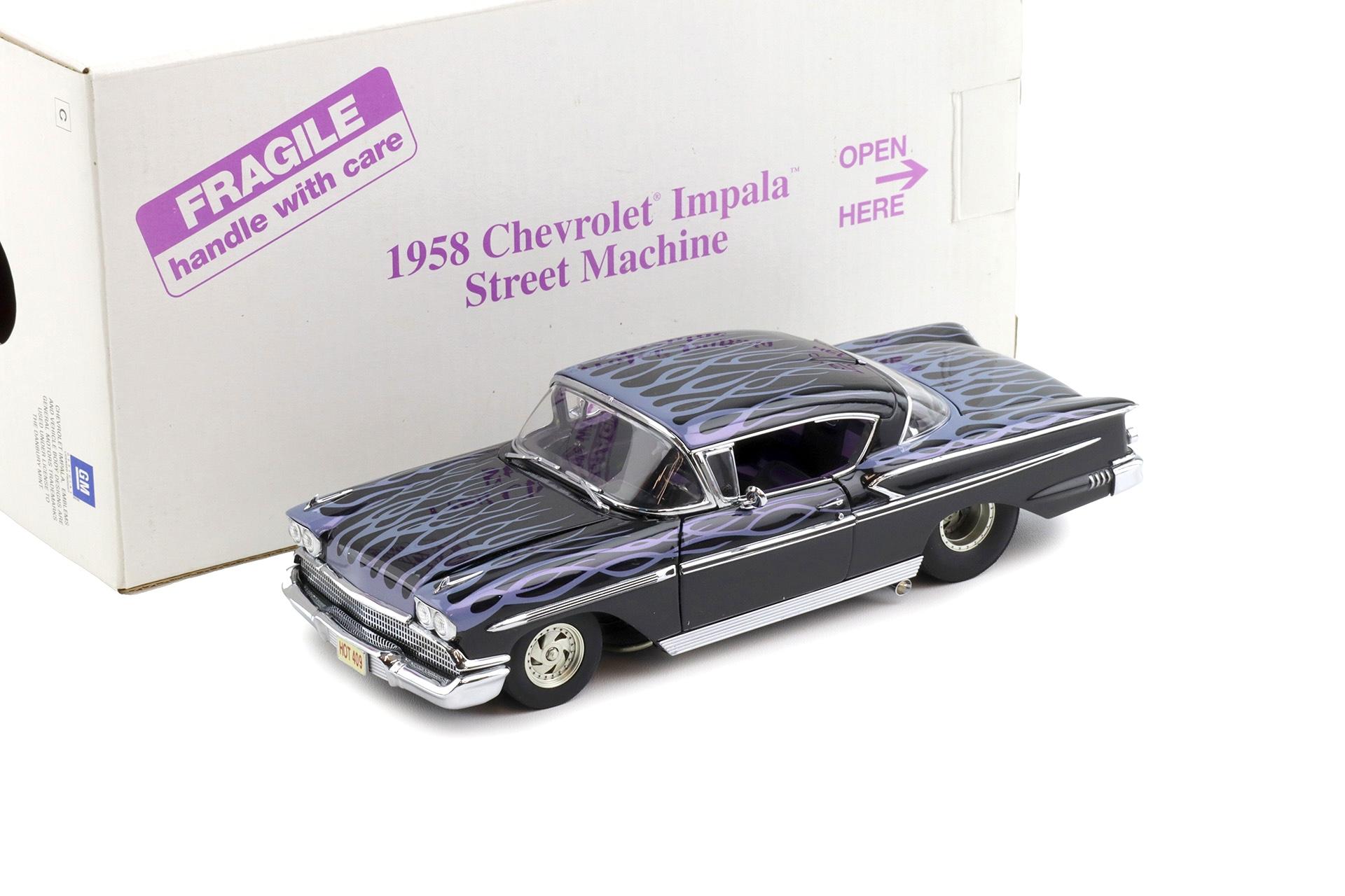 ID 110764 orig.jpg 1:24 Danbury Mint 1958 Chevrolet Impala Coupe Street Machine black/ flames