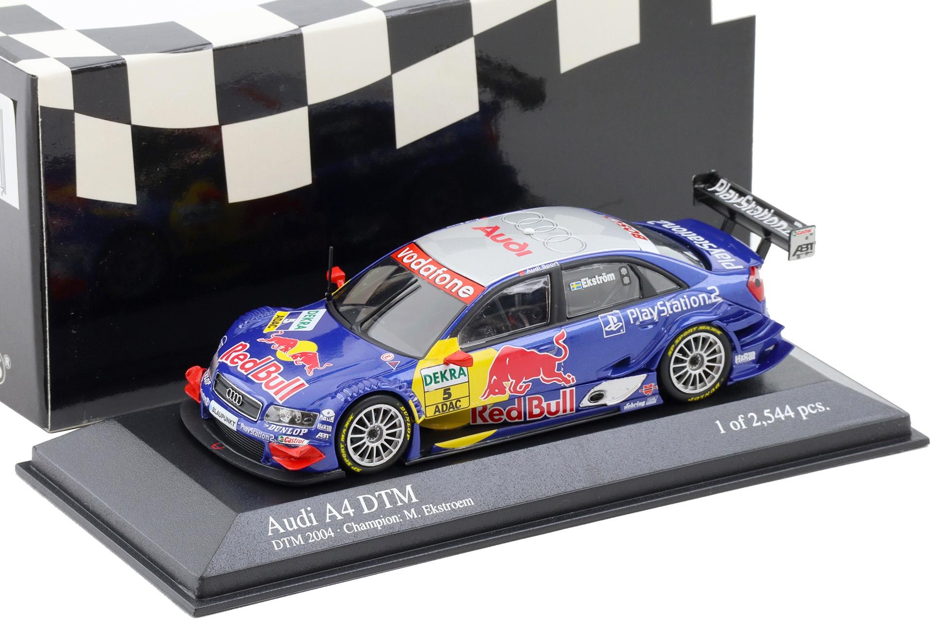1:43 Minichamps Audi A4 DTM 2004 Audi Sport Team Abt #5 Ekström Champ Red Bull