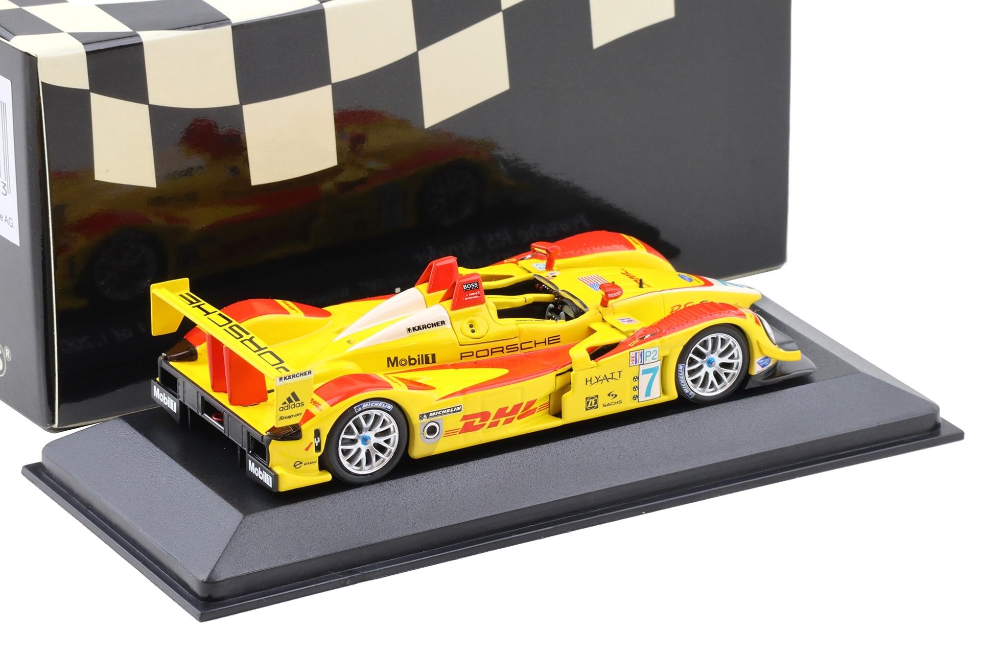 1:43 Minichamps Porsche RS Spyder Mid-Ohio ALMS 2007 Winners Dumas/Bernhard #7