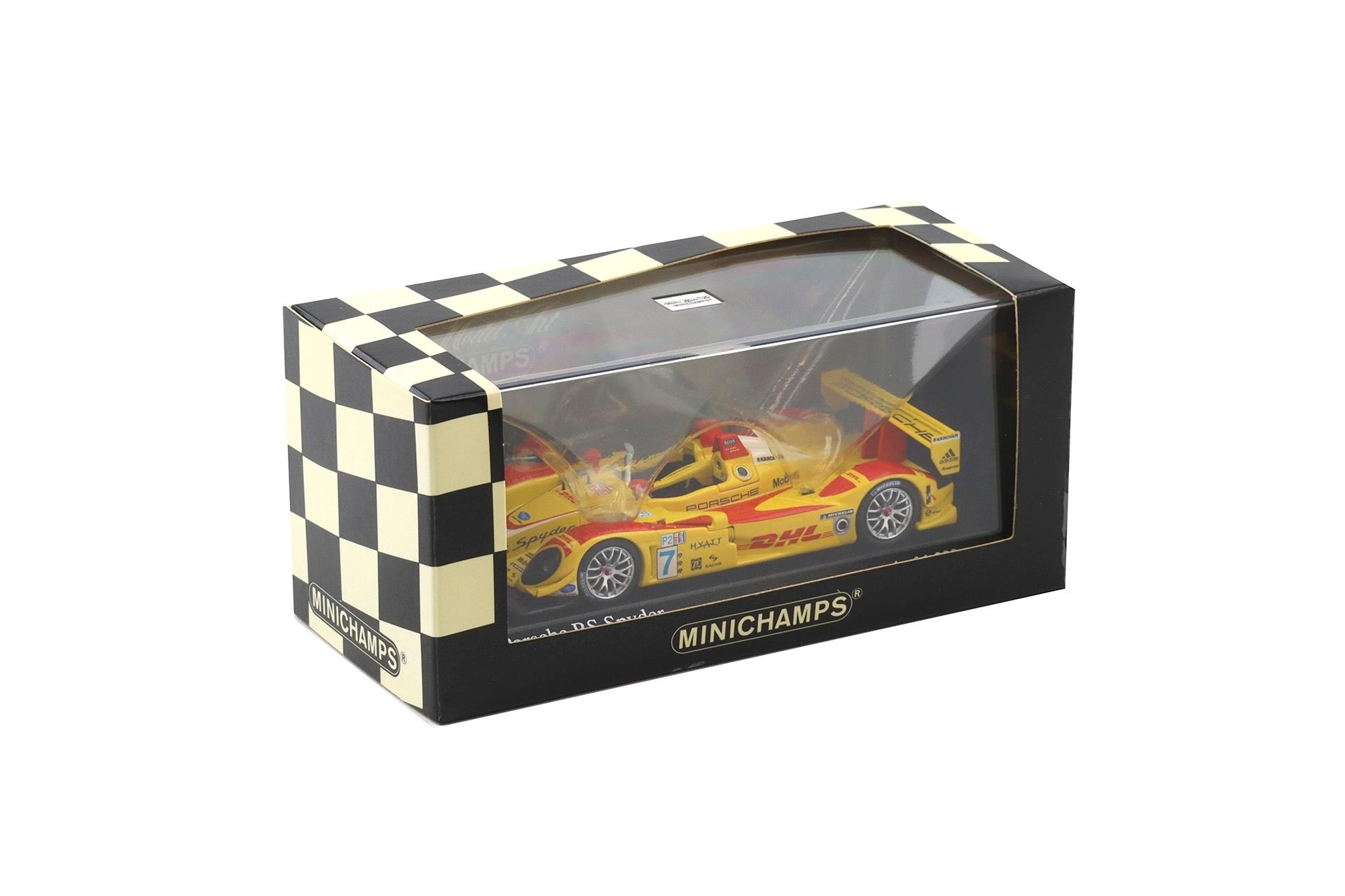 1:43 Minichamps Porsche RS Spyder Mid-Ohio ALMS 2007 Winners Dumas/Bernhard #7