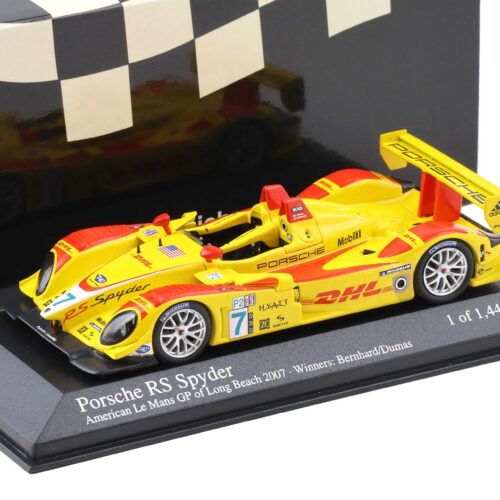 1:43 Minichamps Porsche RS Spyder ALMS Long Beach Â´07 Winners Dumas/ Bernhard #7