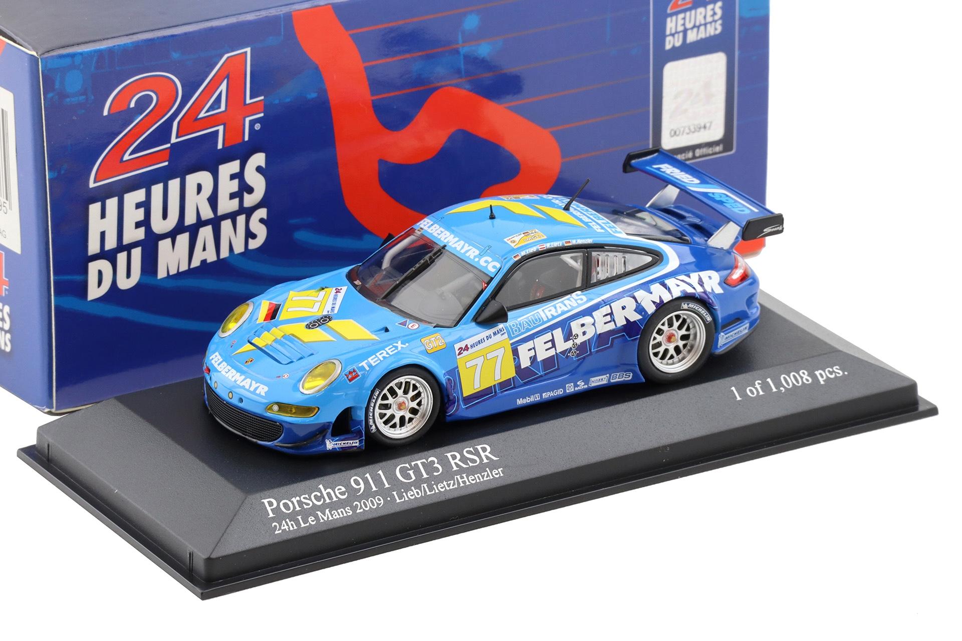 1:43 Minichamps Porsche 911 997 GT3 RSR 24h Le Mans 2009 #77 Lieb/ Lietz/ Henzler