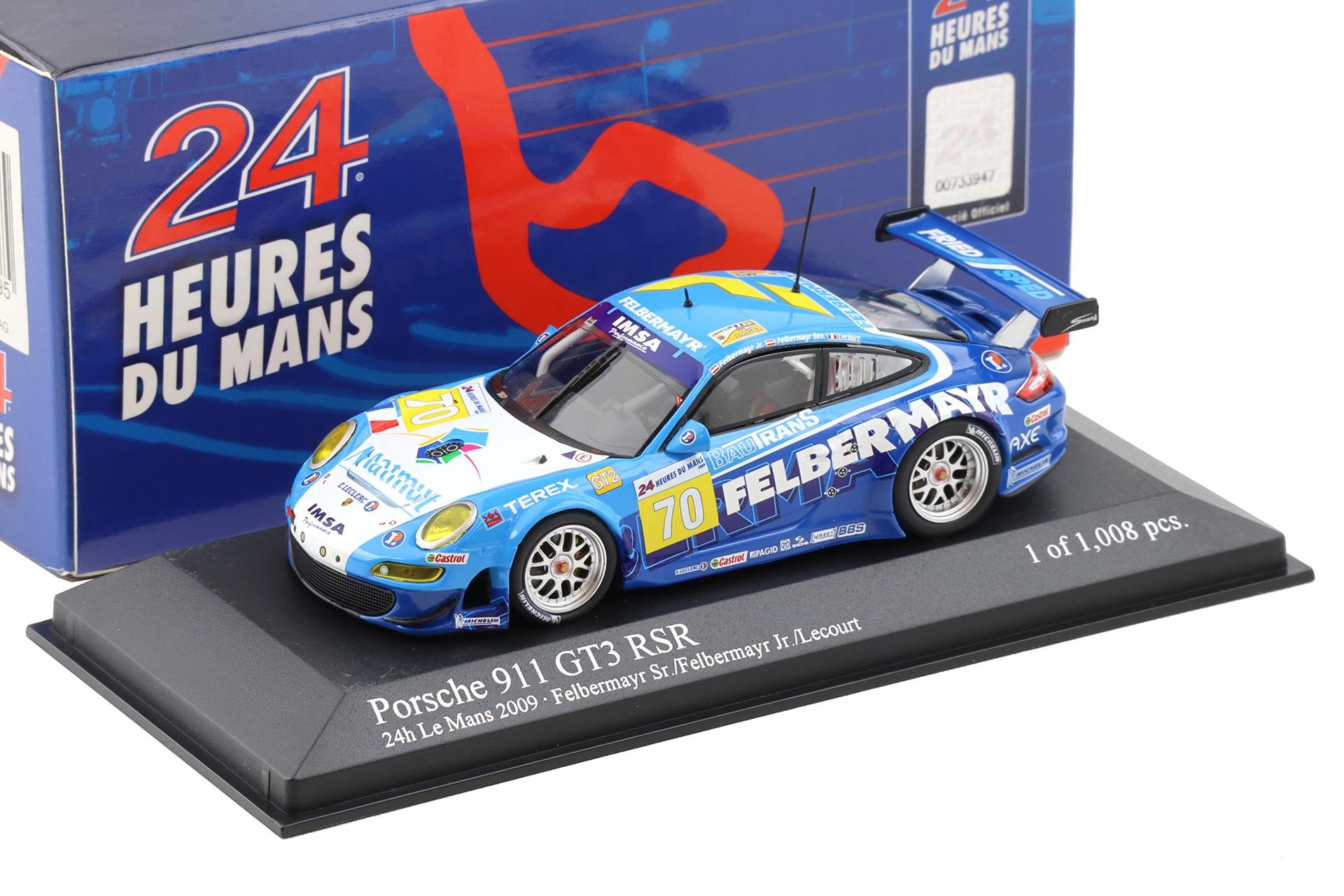 1:43 Minichamps Porsche 911 997 GT3 RSR 24h Le Mans 2009 #70 Felbermayr/ Lecourt