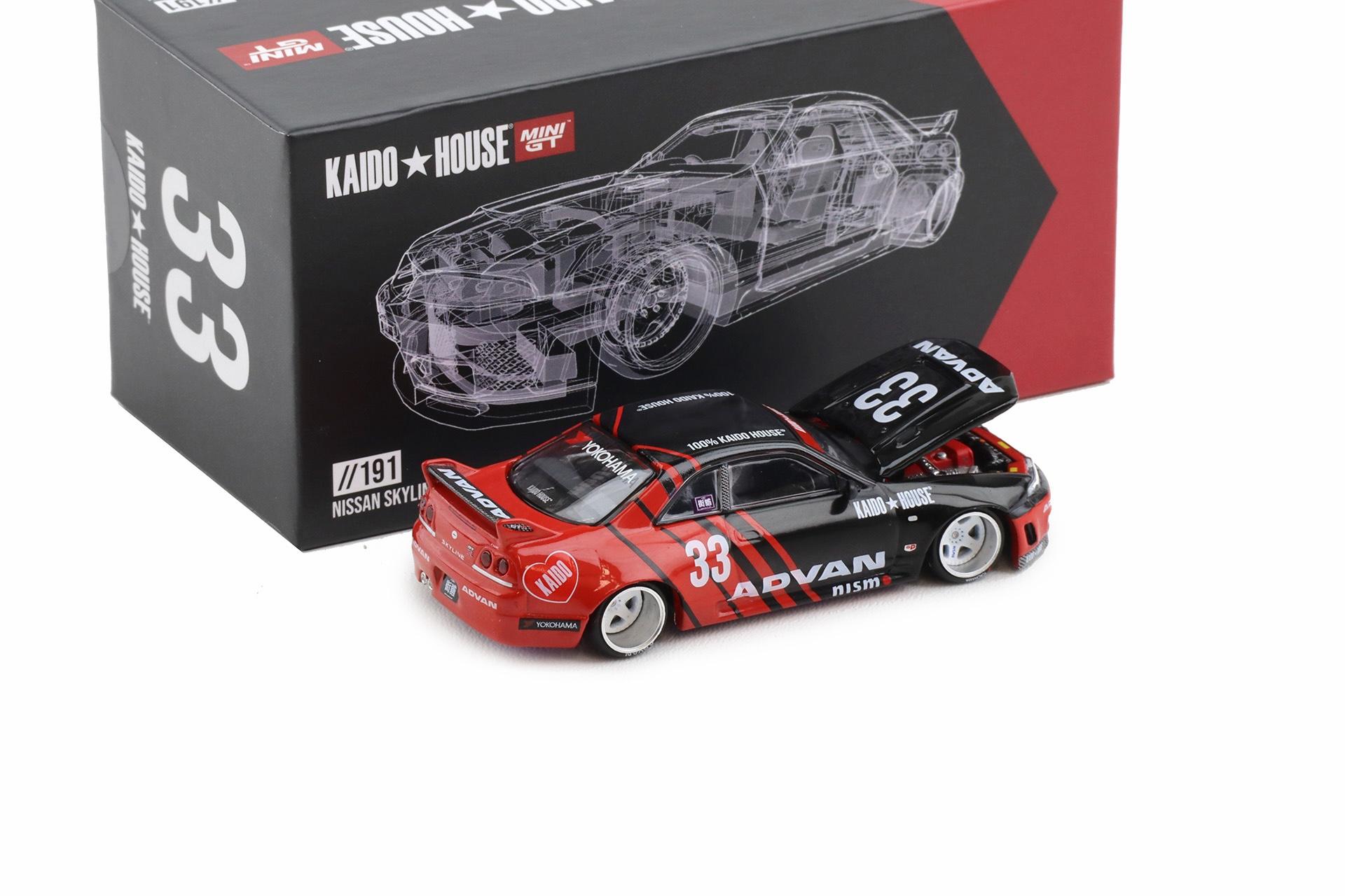 1:64 TSM Mini GT Kaido House Nissan Skylie GT-R (R33) Kaido Works ADVAN red