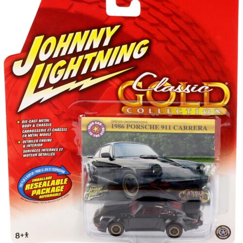 1:64 Johnny Lightning 1986 Porsche Carrera black Gregg Underwood's Classic Gold