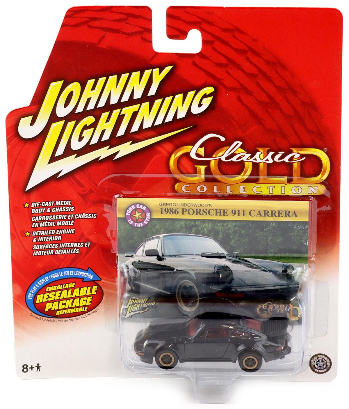 1:64 Johnny Lightning 1986 Porsche Carrera black Gregg Underwood's Classic Gold