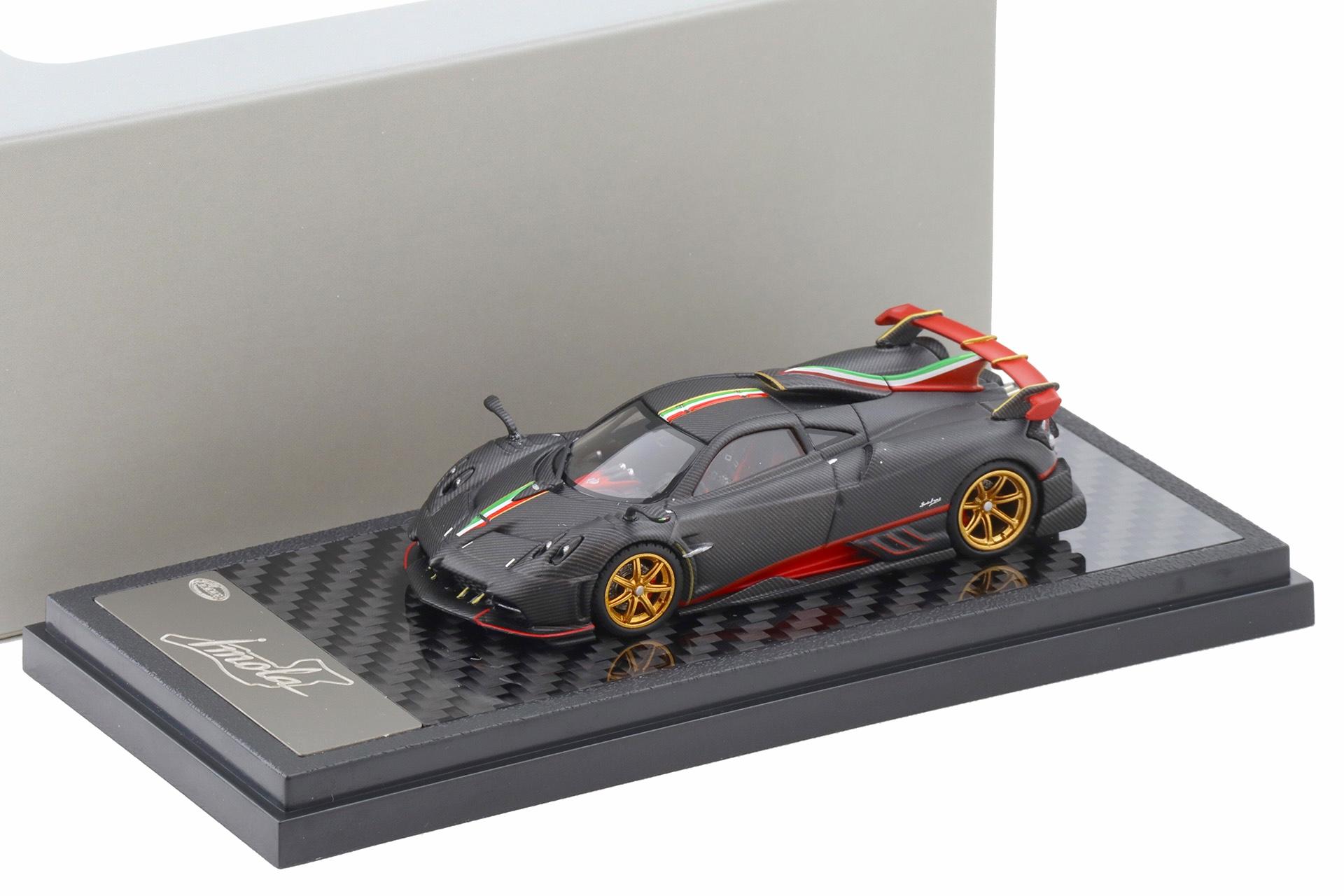 1:64 LCD Models Pagani Imola Coupe matt black Carbon with Italian Flag LCD64041-MBCI