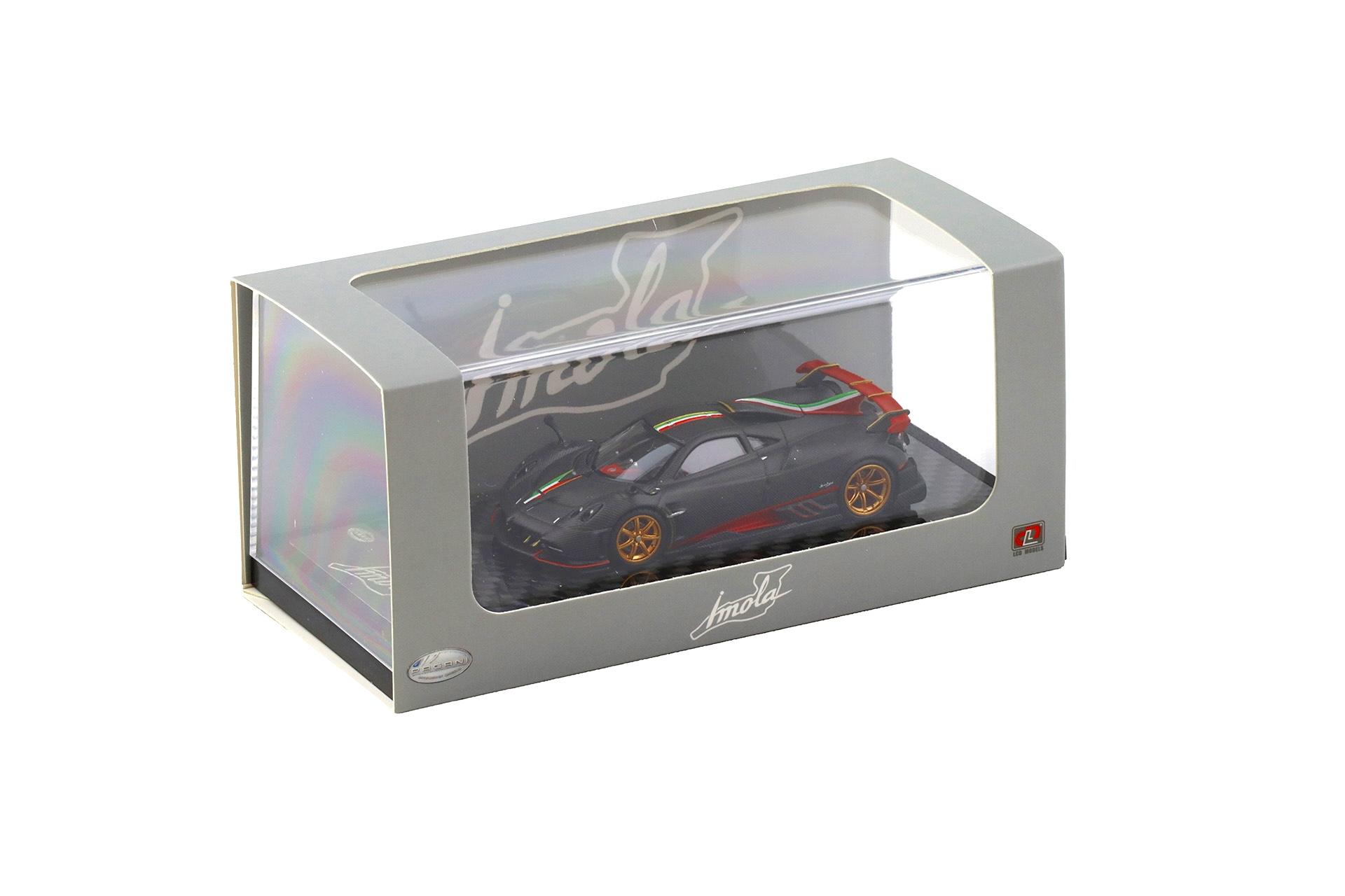 1:64 LCD Models Pagani Imola Coupe matt black Carbon with Italian Flag LCD64041-MBCI