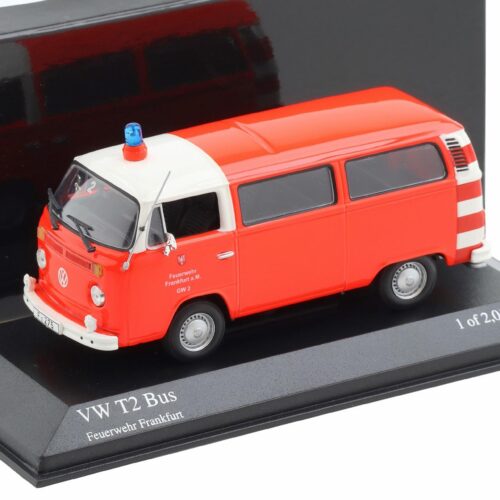 1:43 Minichamps VW T2 Bus 1976 Feuerwehr Frankfurt red/ white