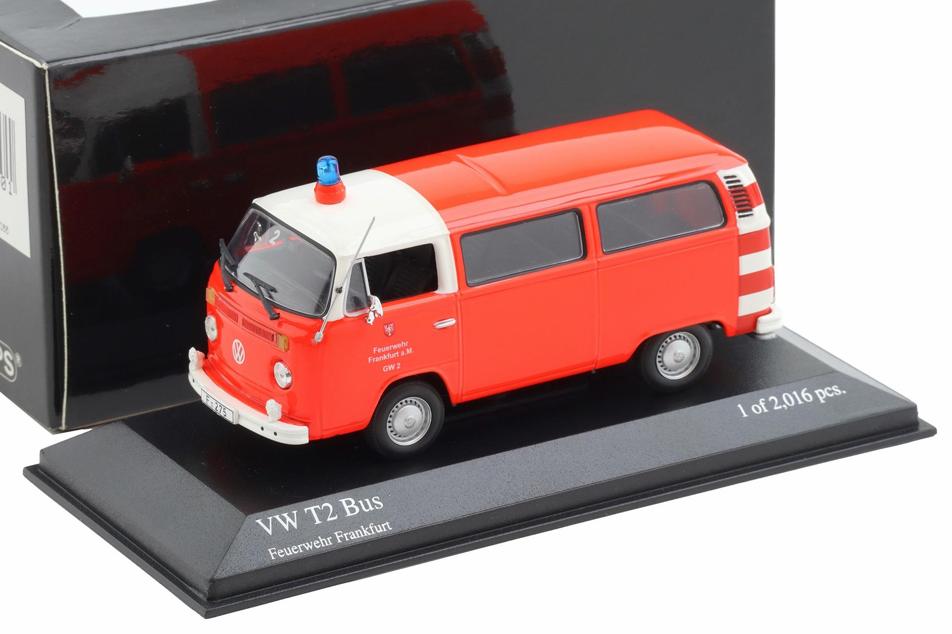 1:43 Minichamps VW T2 Bus 1976 Feuerwehr Frankfurt red/ white