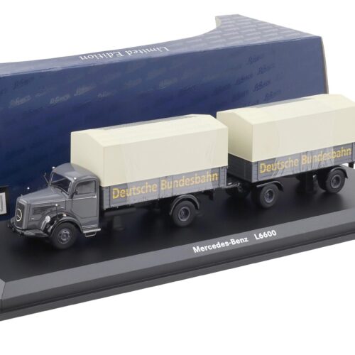 1:43 Schuco Mercedes L6600 mit Anhänger Deutsche Bundesbahn grey