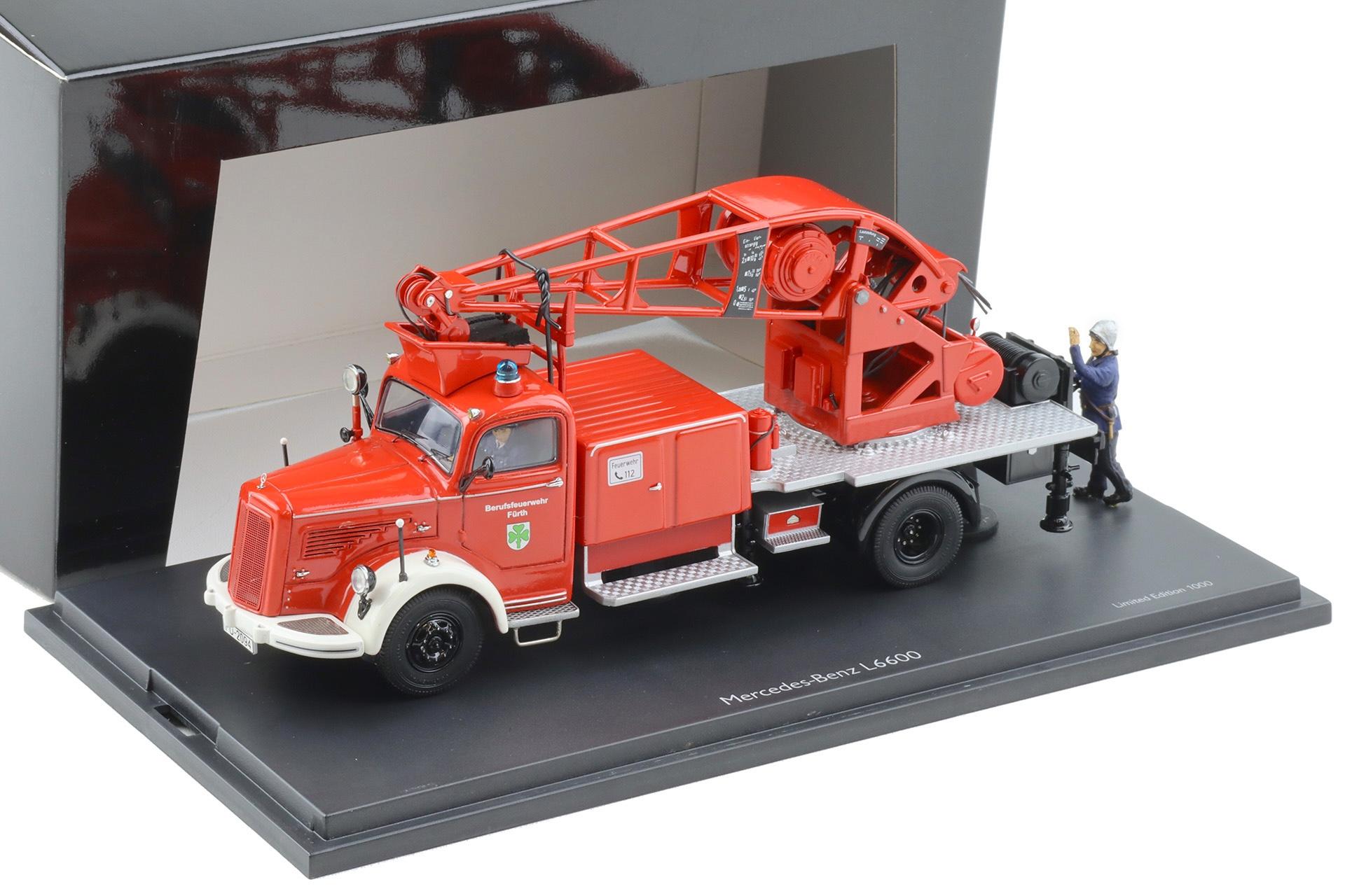 1:43 Schuco Mercedes L6600 Feuerwehr Berufsfeuerwehr Fürth red