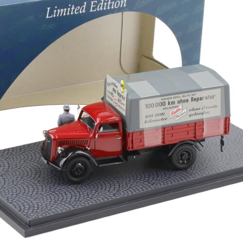 1:43 Schuco Opel Blitz S 3t Pritsche/ Plane Fulda Reifen with figures