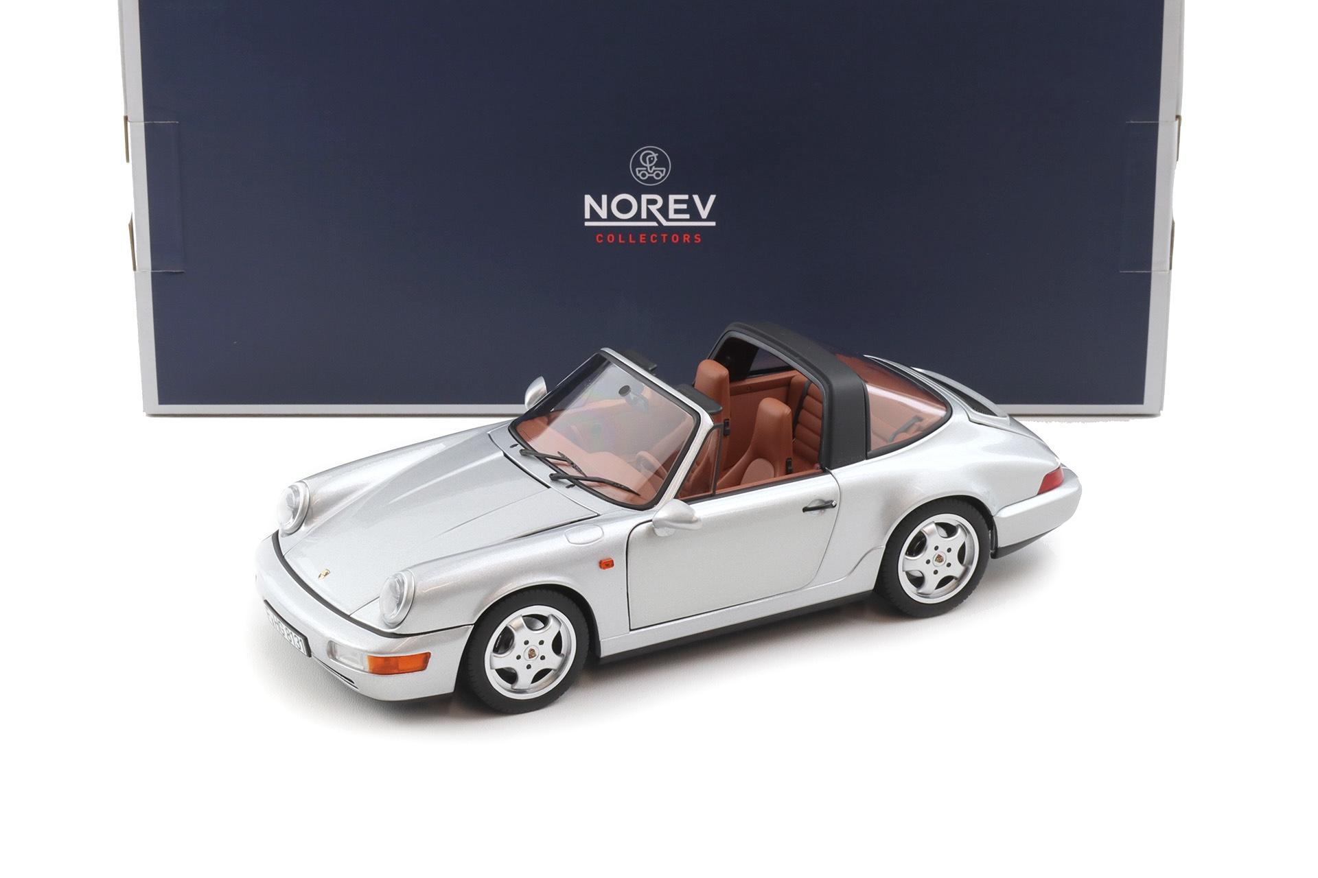 1:18 Norev Porsche 911 964 Carrera 4 Targa 1990 silver metallic 187342