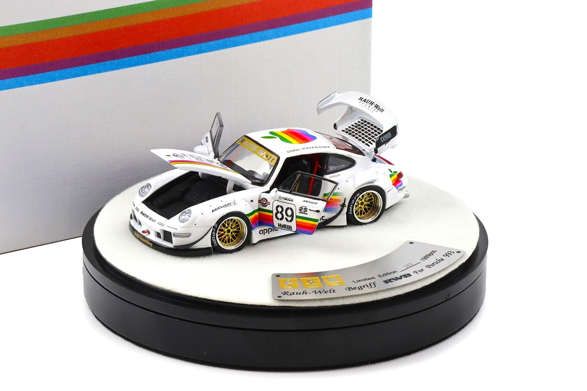 1:64 PGM Deluxe Porsche 911 993 RWB white Apple full openings - Limited 999 pcs.