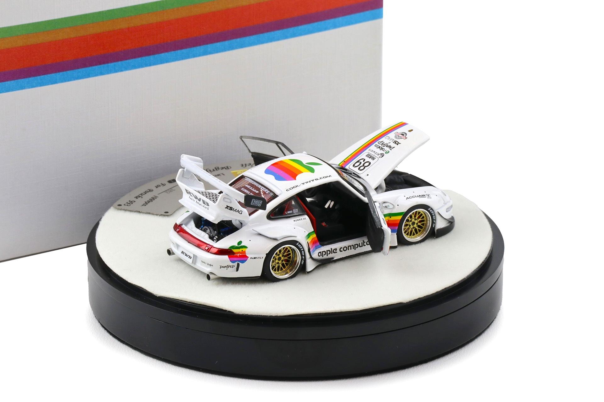 1:64 PGM Deluxe Porsche 911 993 RWB white Apple full openings - Limited 999 pcs.