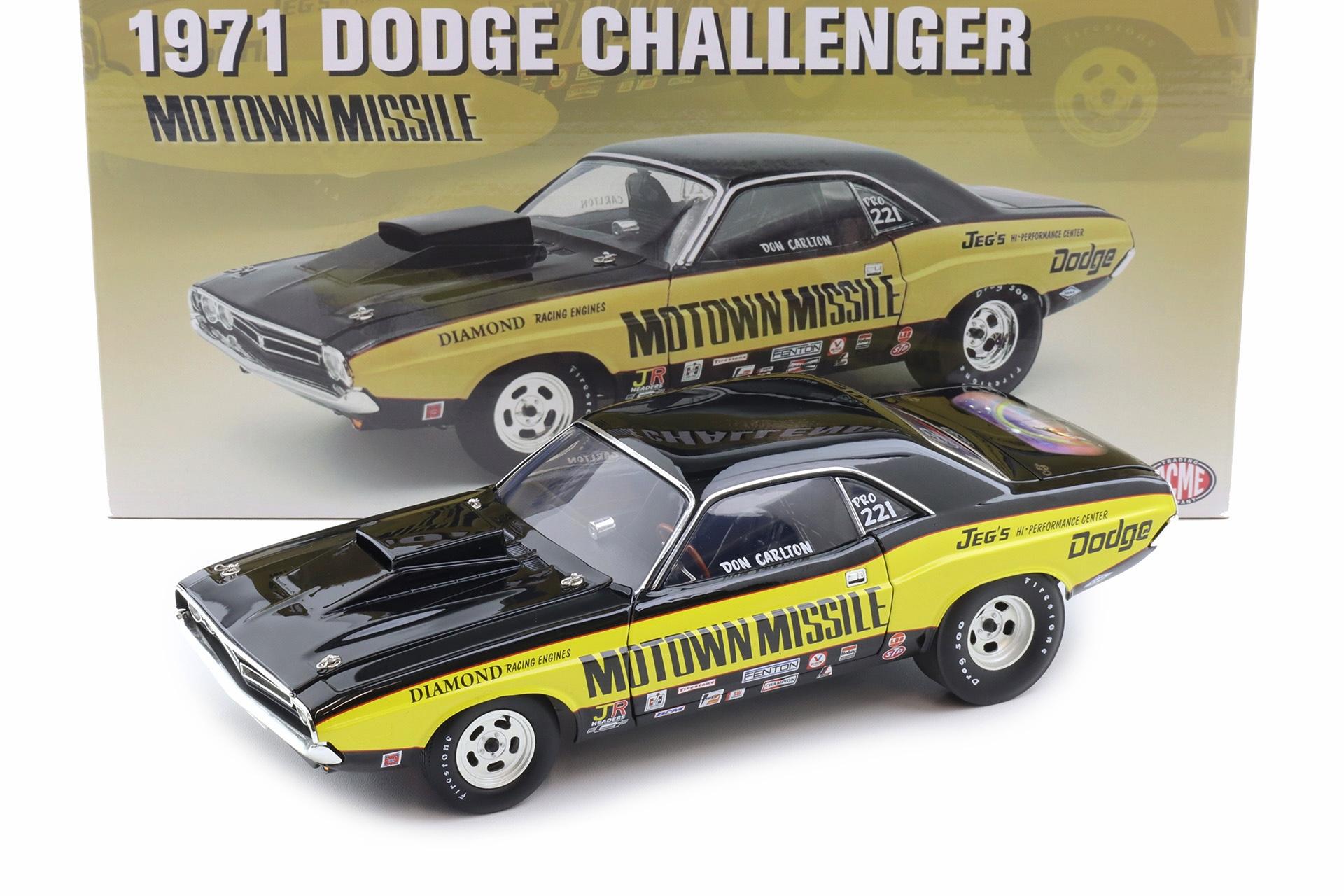1:18 ACME 1971 Dodge Challenger Coupe MOTOWN MISSLE black/ yellow A1806032