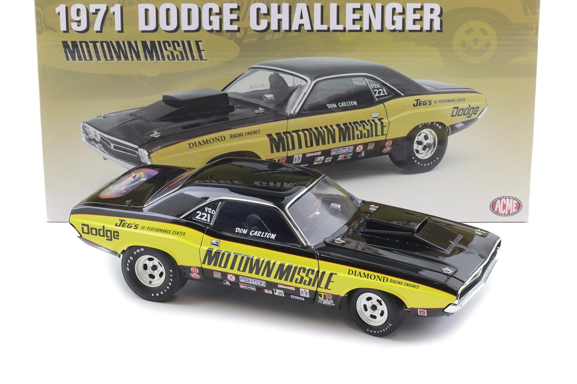 1:18 ACME 1971 Dodge Challenger Coupe MOTOWN MISSLE black/ yellow A1806032