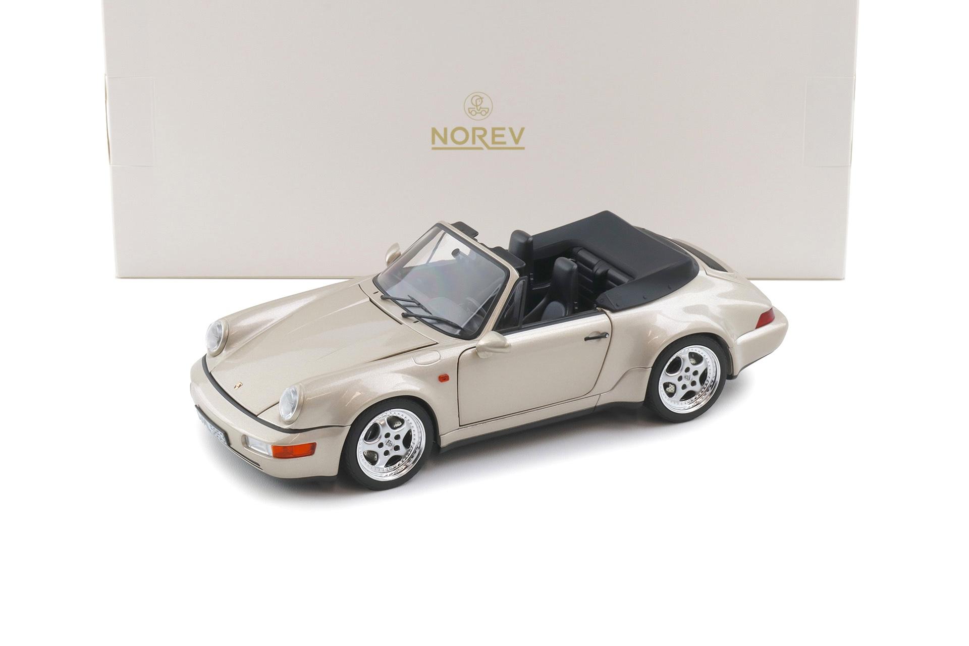 1:18 Norev Porsche 911 964 Carrera 2 WTL Cabriolet 1992 Zermatt silver