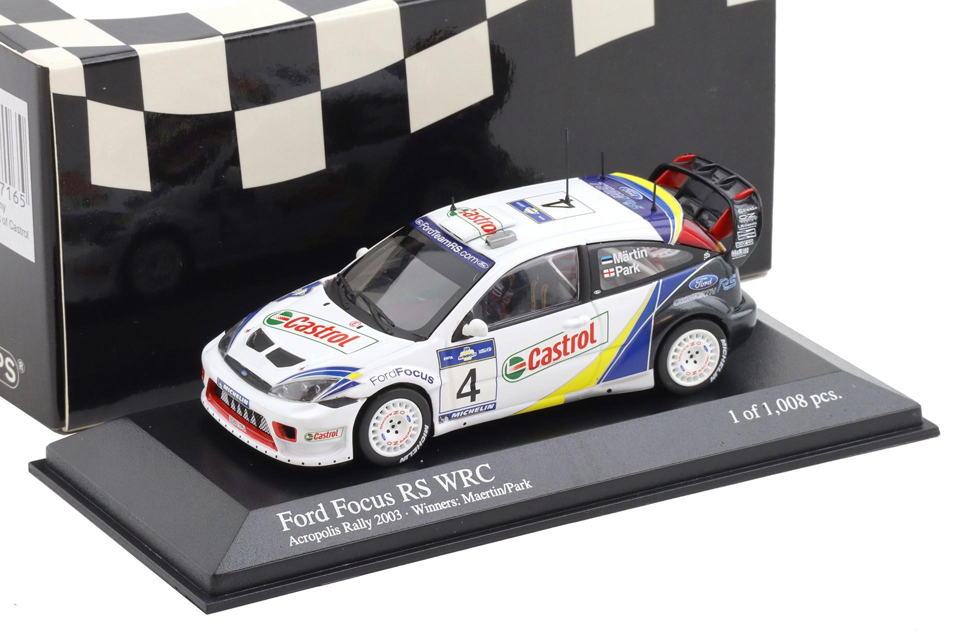 1:43 Minichamps Ford Focus RS WRC Rally Acropolis 2003 Winners Märtin/Park #4