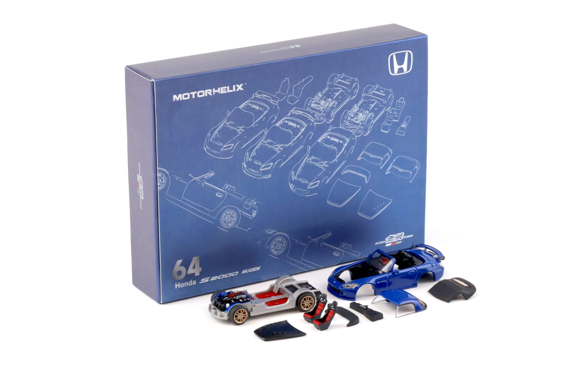 ID 100844 orig.jpg 1:64 Motorhelix 64 Honda S2000 Mugen Apex blue Semi assembled Kit HEC EXPO