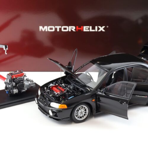 1:18 Motorhelix Mitsubishi Lancer EVO 4 IV Pyreness negro 1999 con motor M84002 - Imagen 2