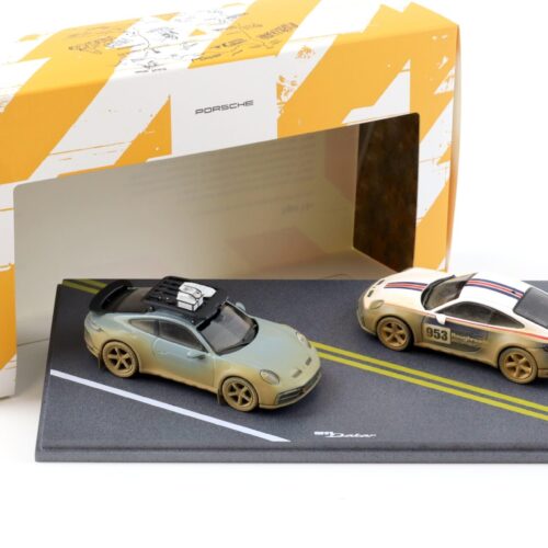1:43 Spark SET Porsche 911 992 Dakar AHEAD Shade green & Roughroads WAP DEALER