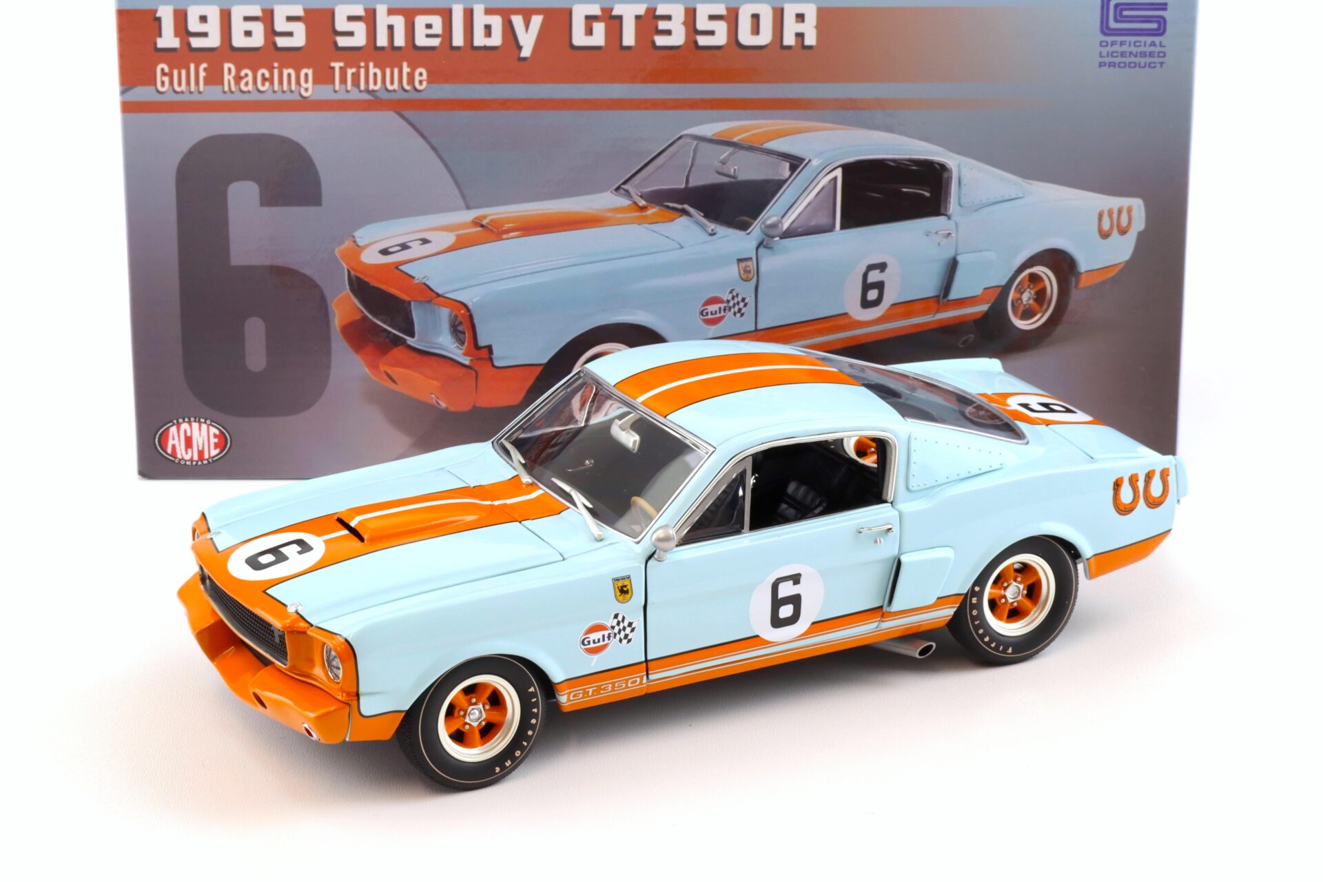 ID 101349 orig.jpg 1:18 ACME 1965 Shelby GT350R Coupe Gulf Racing Tribute #6 blue/ orange