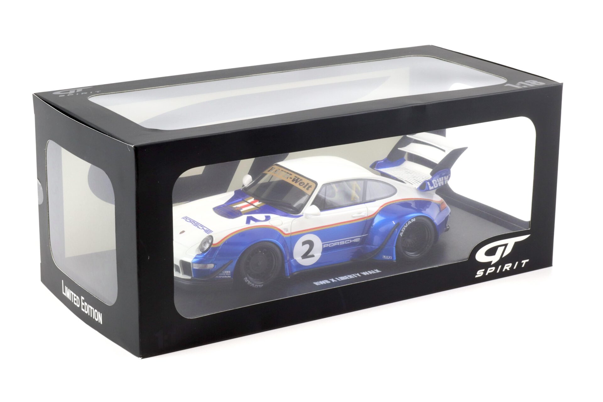 1:18 GT Spirit GT530 Porsche 911 993 RWB X Liberty Walk RAUH-Welt blue/ white 2023