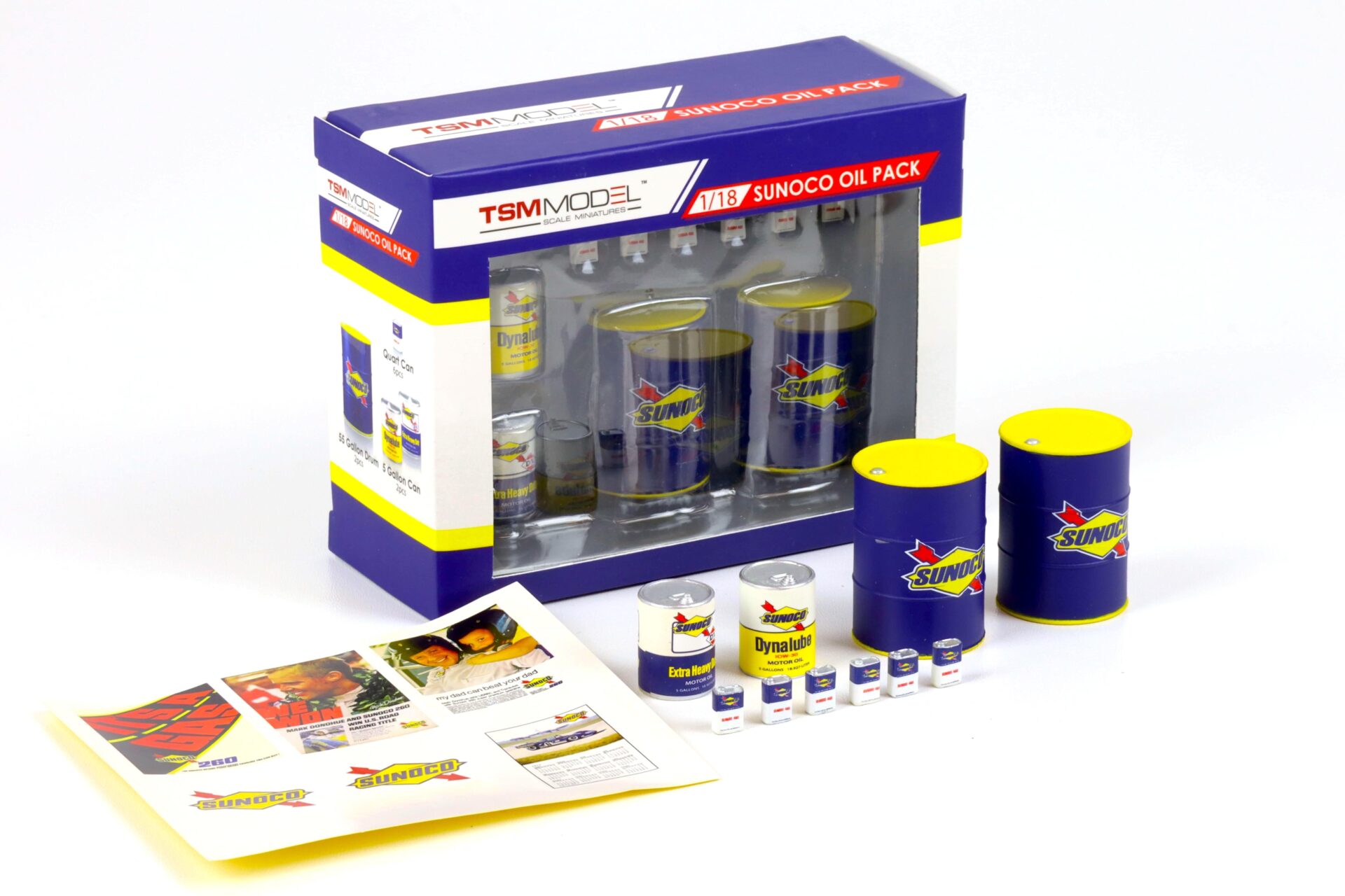 1:18 TSM SUNOCO Oil Pack Set Diorama Zubehör yellow/blue TSM12AC22