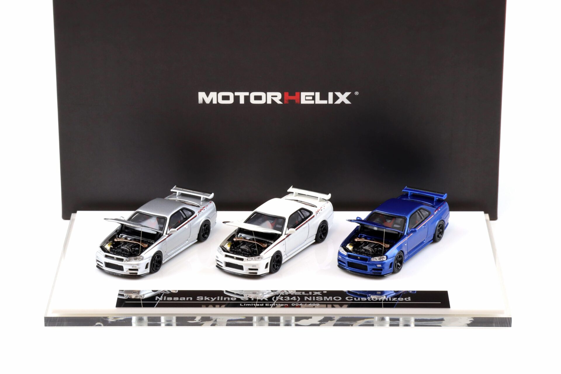 1:64 Motorhelix Foshan Show Nissan Skyline GT-R R34 Nismo 3-Car