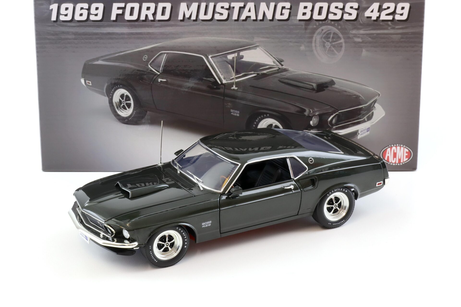 ID 104259 orig.jpg 1:18 ACME 1969 Ford Mustang Boss 429 Coupe black Jade/ dark green