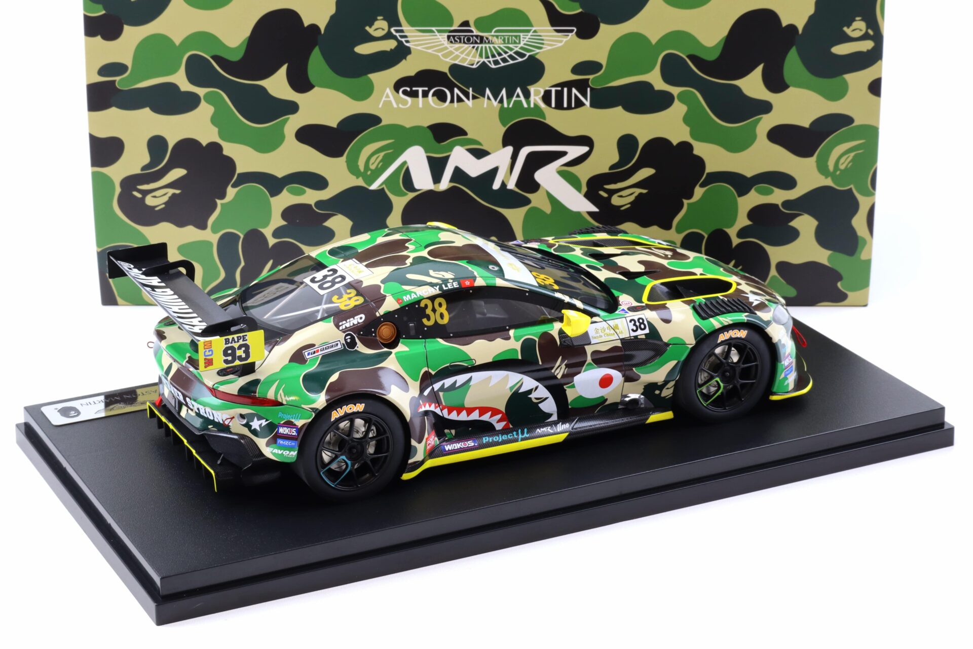 1:18 Pop Race x BAPE Aston Martin Vantage GT3 AMR Bathing Ape with display