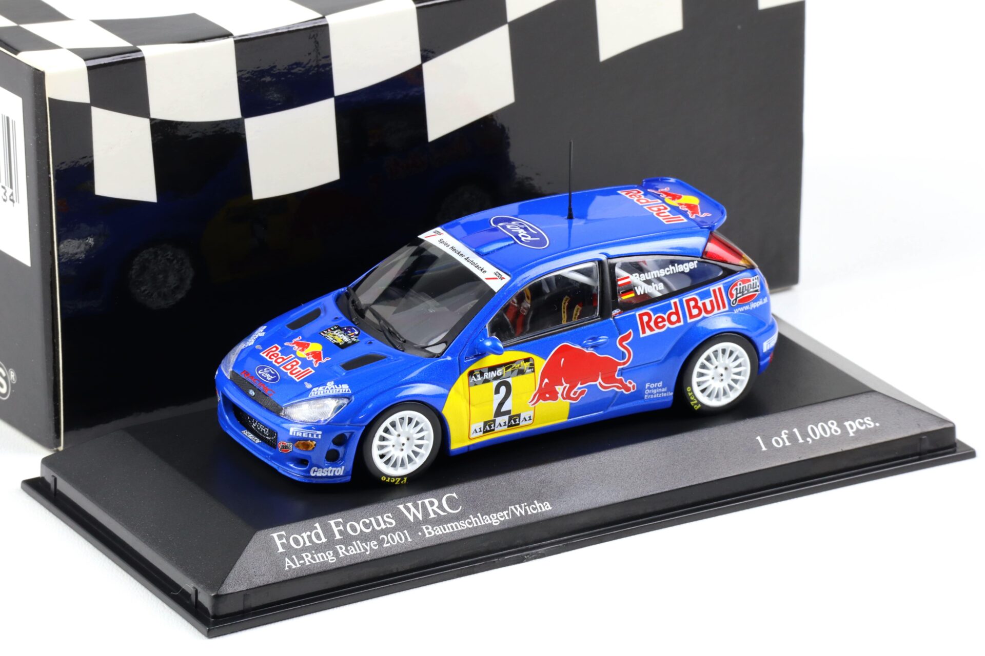 ID 105567 orig.jpg 1:43 Minichamps Ford Focus WRC Red Bull A1-Ring Rallye 2001 Baumschlager/ Wicha