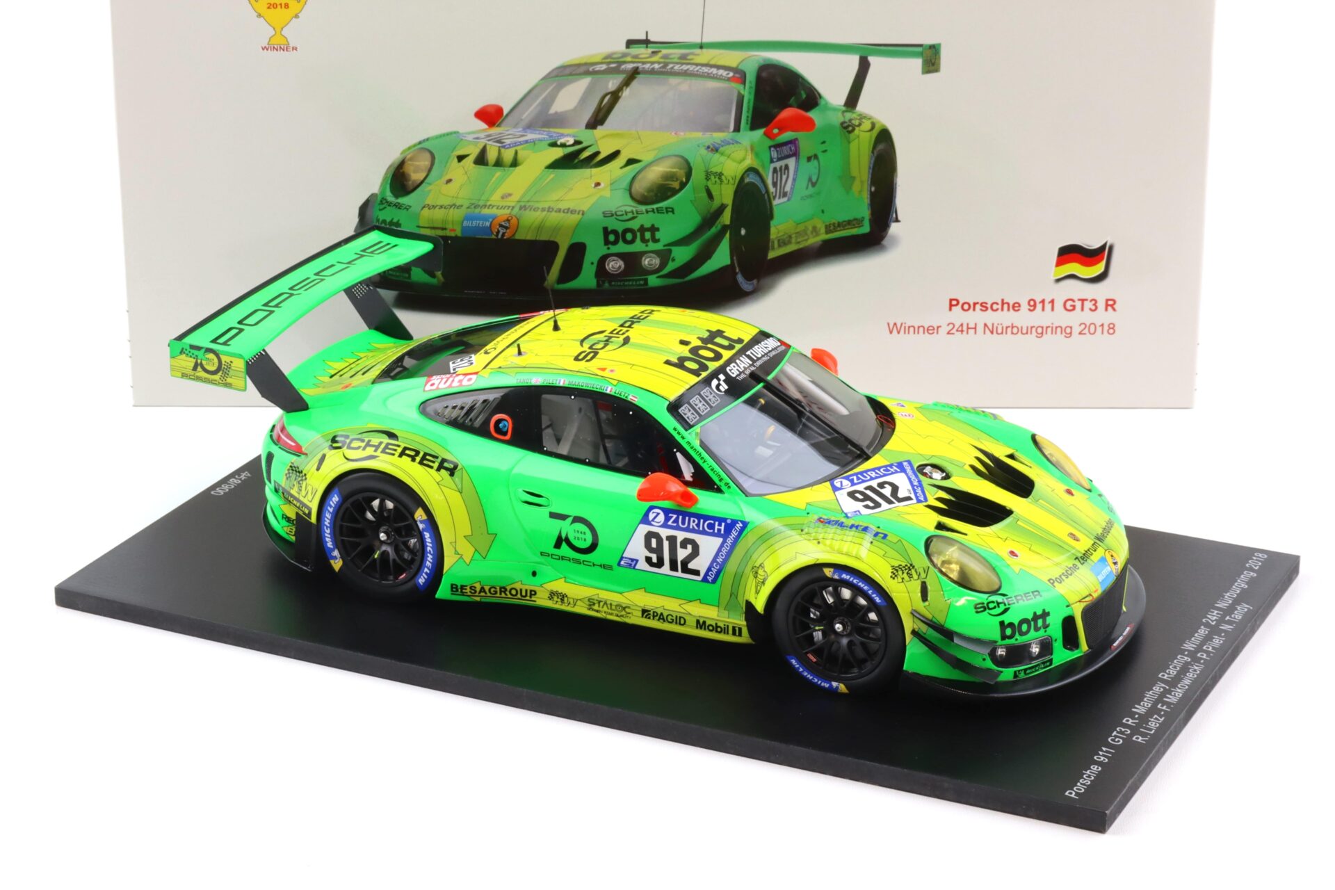 1:18 Spark Porsche 911 991 GT3 R Winner 24h Nürburgring 2018 Manthey #912