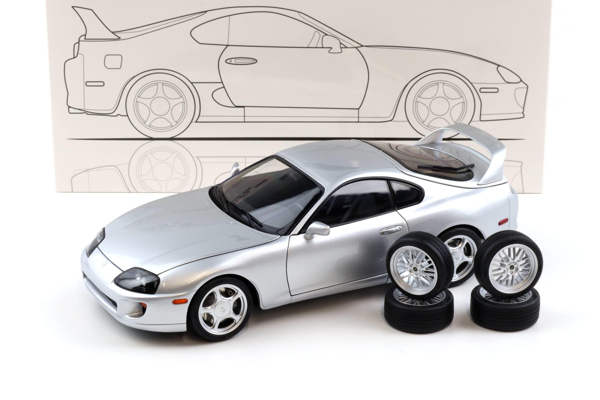 1:18 Whelart Toyota Supra A80 Coupe LHD silver metallic + wheels Set W-001F